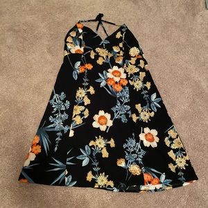 Floral Black Causal Dress